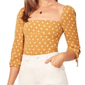 🌻Reformation Mustard Polka Dot Blouse🌻
